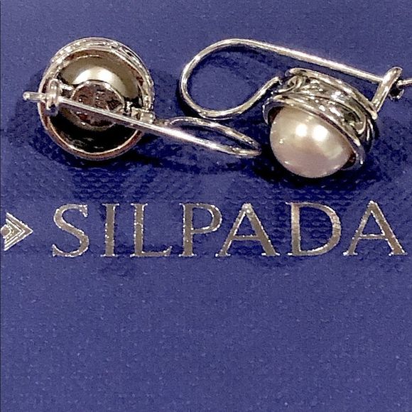 SILPADA Modern Fairytale Sterling Silver Freshwater Pearl Drop Dangle Earrings - Picture 5 of 12